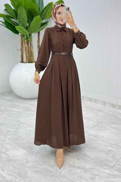 Kahve Demet Elbise Tesettür Giyim  Kahverengi