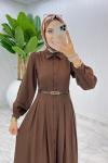 Kahve Demet Elbise Tesettür Giyim  Kahverengi