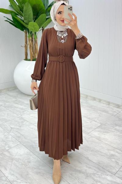 Kahve Deniz Elbise Tesettür Giyim Kahverengi