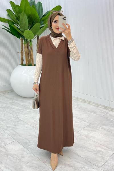 Kahve  Dicle Elbise Tesettür Giyim Kahverengi