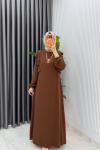 Kahve Eylül Elbise Premıum Tesettür Giyim  Kahverengi