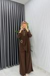Kahve  Figen Pantolon Takım Tesettür Giyim  Kahverengi