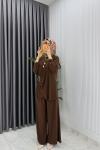 Kahve  Figen Pantolon Takım Tesettür Giyim  Kahverengi