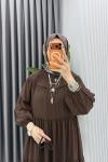 Kahve Güzide Elbise Tesettür Giyim  Kahverengi