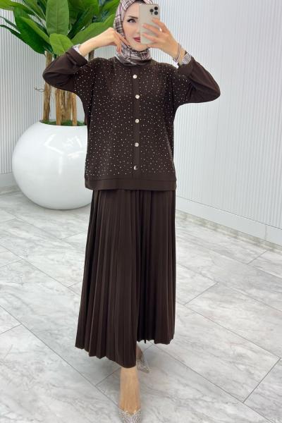 Kahve Hasret Takım Tesettür Giyim Kahverengi