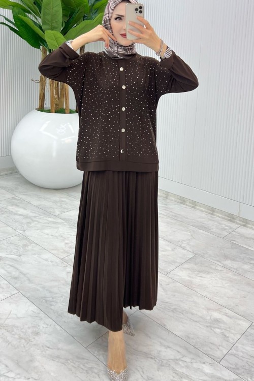 Kahve Hasret Takım Tesettür Giyim Kahverengi