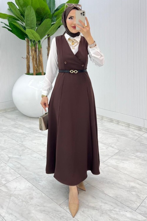 Kahve Hazen Jile Tesettür Giyim Kahverengi