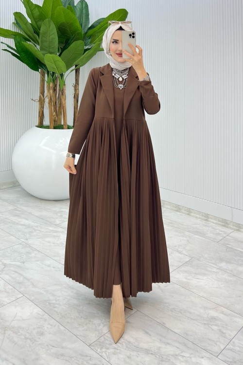 Acı Kahve Laker Tasarım Takım Tesettür Giyim Kahverengi
