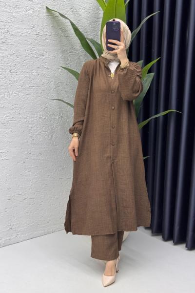 Kahve Mehtap Takım Tesettür Giyim Kahverengi