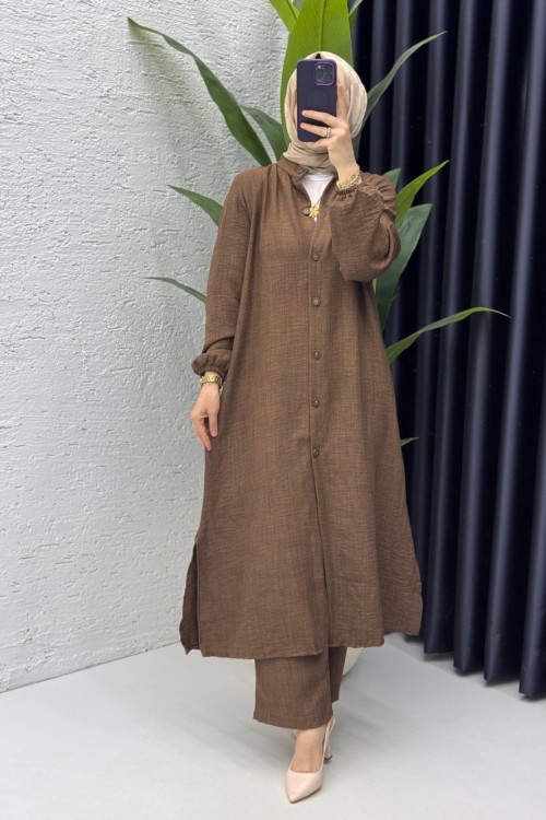 Kahve Mehtap Takım Tesettür Giyim Kahverengi