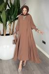 Kahve Meşk Abaya Takım Tesettür Giyim  Kahverengi