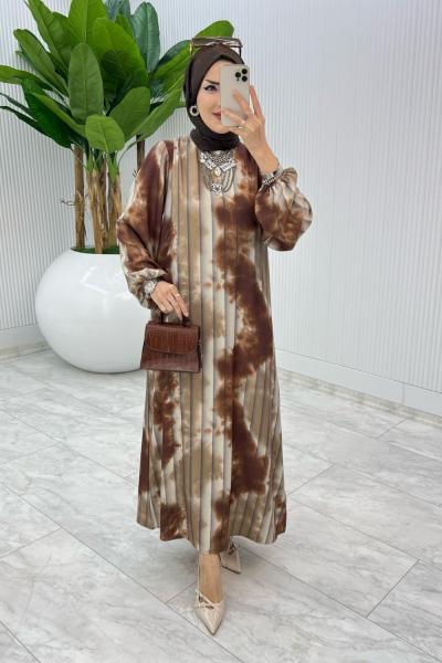 Kahve Pelin Elbise Tesettür Giyim Kahverengi
