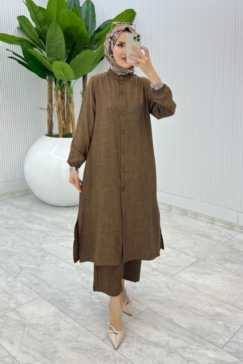 Kahve Peyker Takım Tesettür Giyim Kahverengi