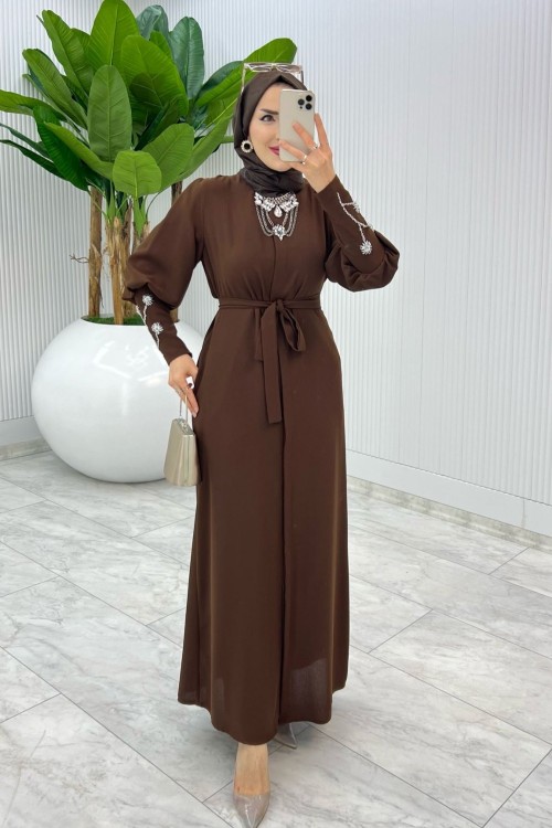 Kahve Premıum Alessi Ferace Tesettür Giyim Kahverengi