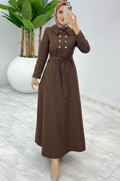 Kahve Premıum Roma Elbise Tesettür Giyim Kahverengi