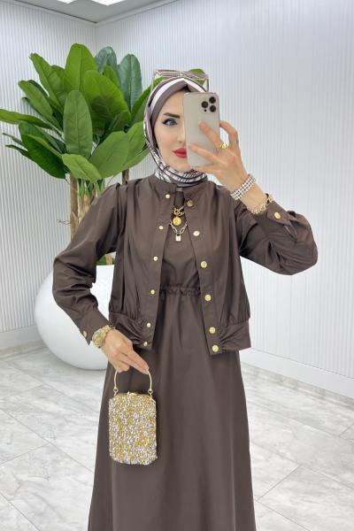 Kahve Premium Gizem Takım Tesettür Giyim Kahverengi