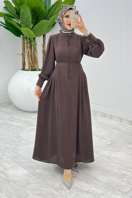 Kahve Premıum İstanbul Elbise Tesettür Giyim Kahverengi