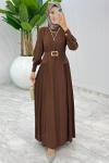 Kahve Premium Selena Elbise Tesettür Giyim Kahverengi