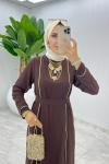Kahve Premium İkili İmren Takım Tesettür Giyim Kahverengi