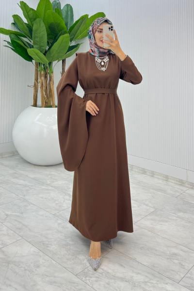 Kahve Premium Yağmur Elbise Tesettür Giyim Kahverengi