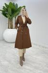 Kahve Premium Astarlı Eylem Trench Tesettür Giyim  Kahverengi