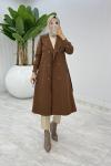 Kahve Premium Astarlı Eylem Trench Tesettür Giyim  Kahverengi