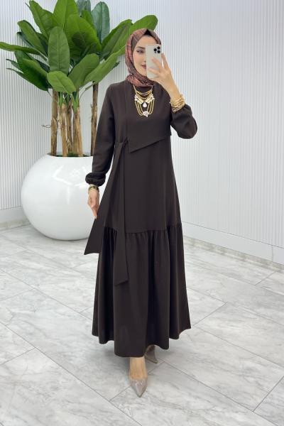 Kahve Premıum Seçil Elbise Tesettür Giyim  Kahverengi