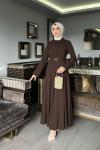 Kahve Premıum Farah Elbise Tesettür Giyim  Kahverengi
