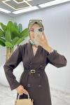 Kahve Premium Sahra Ferace Elbise Tesettür Giyim  Kahverengi