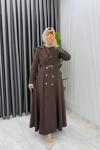 Kahve Premium Naz Jile Ferace Takım Tesettür Giyim  Kahverengi