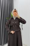 Kahve Premium Reyhan Kot Takım Tesettür Giyim Kahverengi
