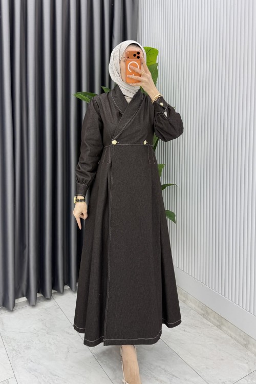 Kahve Premıum Rengin Ferace Tesettür Giyim  Kahverengi