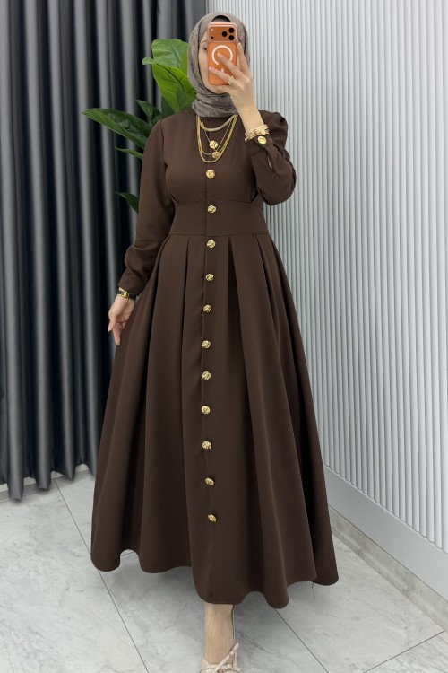 Kahve Premium Asel Elbise Tesettür Giyim  Kahverengi