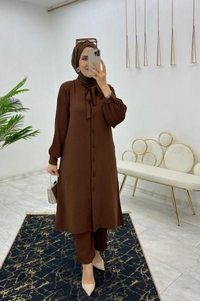Kahve Saadet Takım Tesettür Giyim Kahverengi