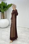 Kahverengi  Asya Deri Cepli Elbise Tesettür Giyim  Kahverengi