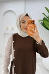 Kahverengi Nilda Elbise Tesettür Giyim Kahverengi