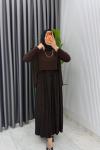 Kahverengi Günay Elbise Tesettür Giyim  Kahverengi