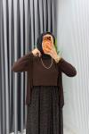 Kahverengi Günay Elbise Tesettür Giyim  Kahverengi