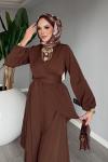 Kahverengi Cevher Pantolon Takım Tesettür Giyim Kahverengi