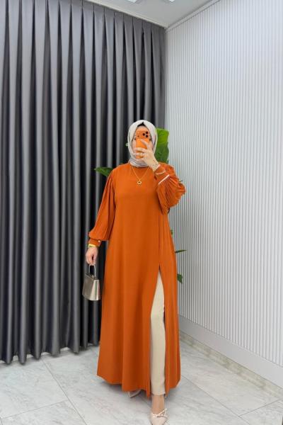 Kiremit Elisa Takım Tesettür Giyim Kiremit