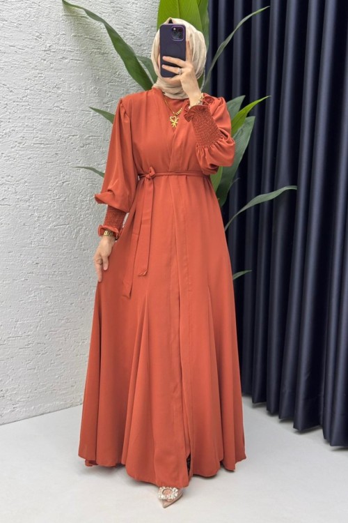 Kiremit  Mihra  Abaya Takım Tesettür Giyim  Kiremit