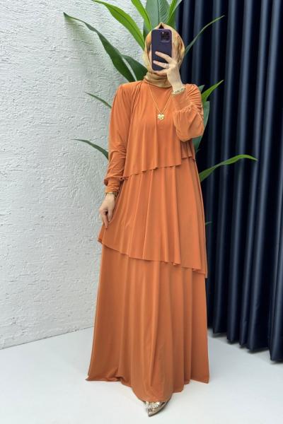 Kiremit Premium Sultan Elbise Tesettür Giyim Kiremit