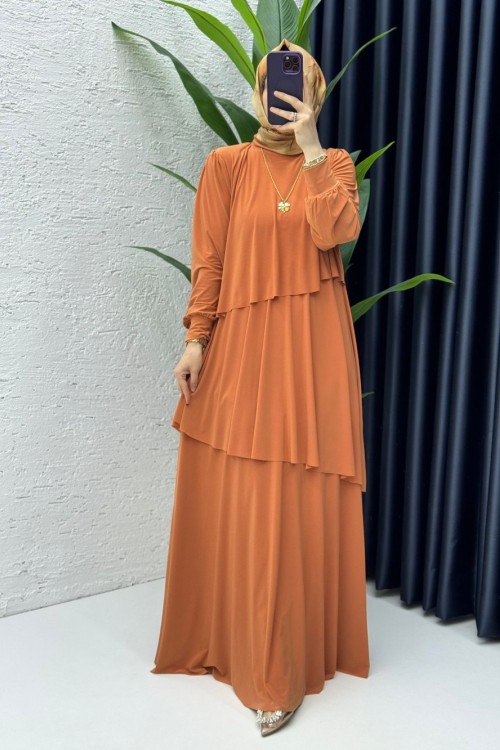 Kiremit Premium Sultan Elbise Tesettür Giyim Kiremit