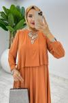Kiremit Premium Diva Elbise Tesettür Giyim Kiremit
