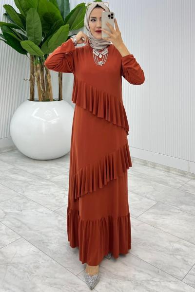 Kiremit Premium Tijen Elbise Tesettür Giyim Kiremit