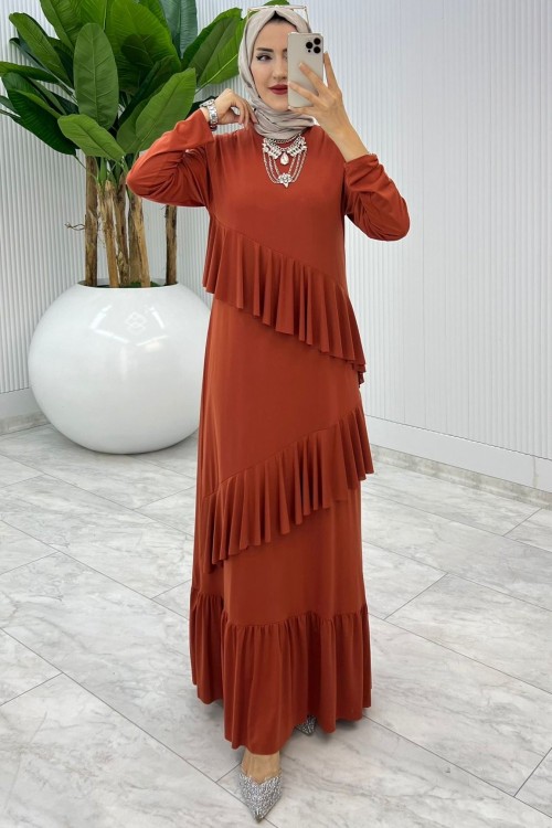 Kiremit Premium Tijen Elbise Tesettür Giyim  Kiremit