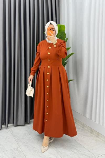 Kiremit Premium Asel Elbise Tesettür Giyim Kiremit