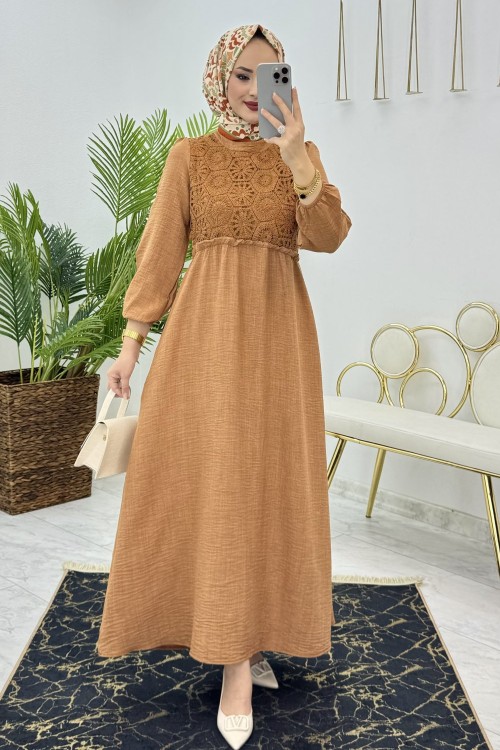 Kiremit Serra Elbise Tesettür Giyim Kiremit