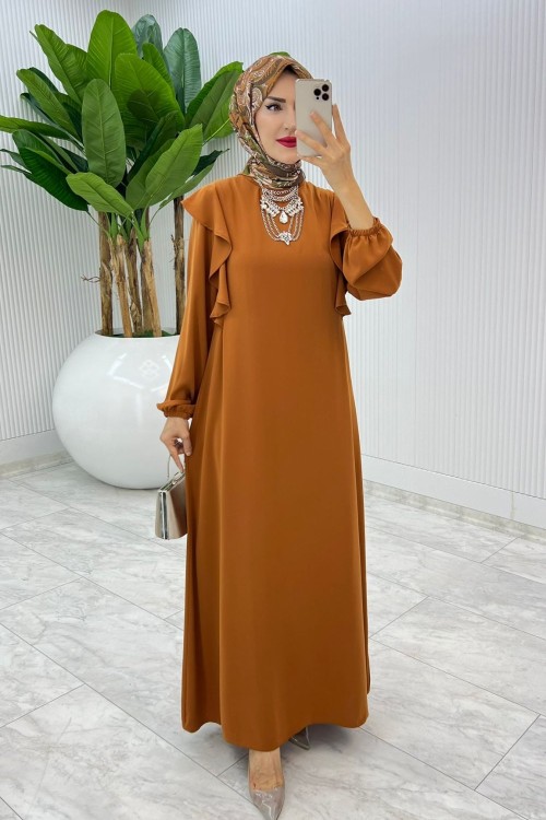 Kiremit Zennure Elbise Tesettür Giyim  Kiremit