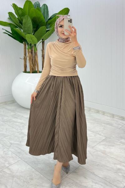 Krem Tek Sadece Etek Tesettür Giyim Krem